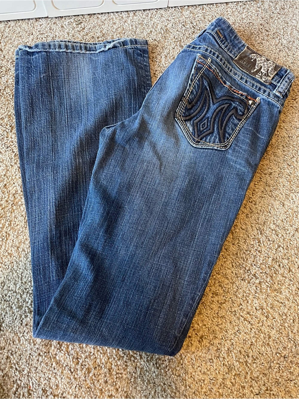 MEK Women’s Boot Cut Jeans in Dark Blue Denim